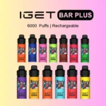 IGET BAR PLUS 6000 PUFFS Electronic Cigarette Host Kit - (Delicate Taste, Rechargeable, Bullet Swapper)