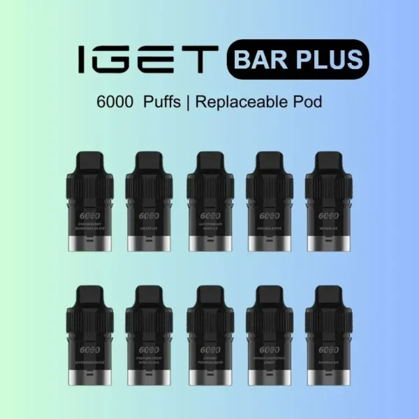 Australia Hot Sale IGET BAR PLUS POD 6000 PUFFS Refill Pipe - (Requires BAR PLUS Host)